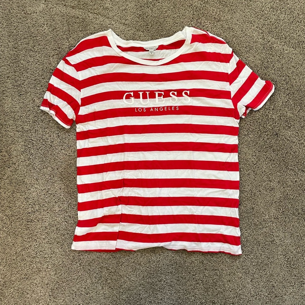 Red and white Guess shirt